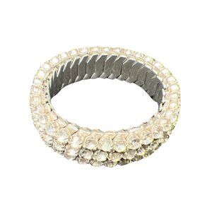 Vintage ca 1950s Clear Rhinestone Spring Style Bracelet